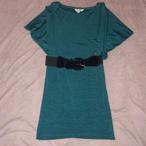 Specklers -dark green tight dress with black belt